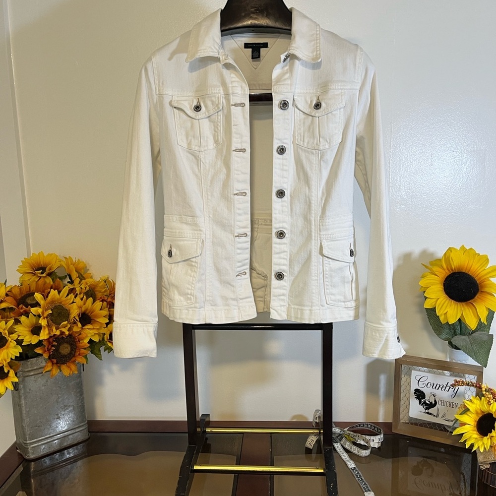 Tommy Hilfiger White Classic Denim Jacket Size S - Picture 6 of 6